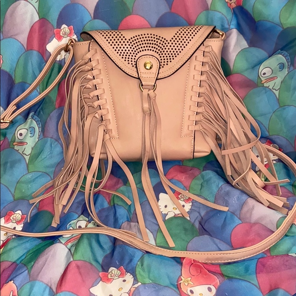 FINAL PRICE DROP!!Peach fringe cross body purse